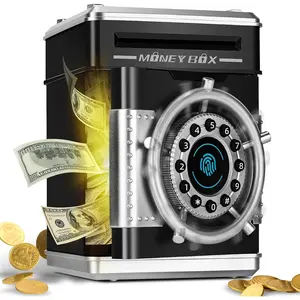 Piggy Bank for Kids - Black ATM Money Box with Password| Money Bank for Kids with Auto Money, Cash Coin Money Saving Box Toy, Educational Birthday Gift for Boys Girls Age 3-12