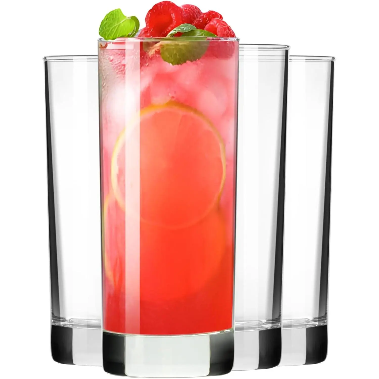 Highball Glasses Set of 4, Drinking Glasses 10 Oz, Clear Glass Cups, Tall Tumbler Water Glasses, Glassware Set for Cocktail, Coffee, Mojitos