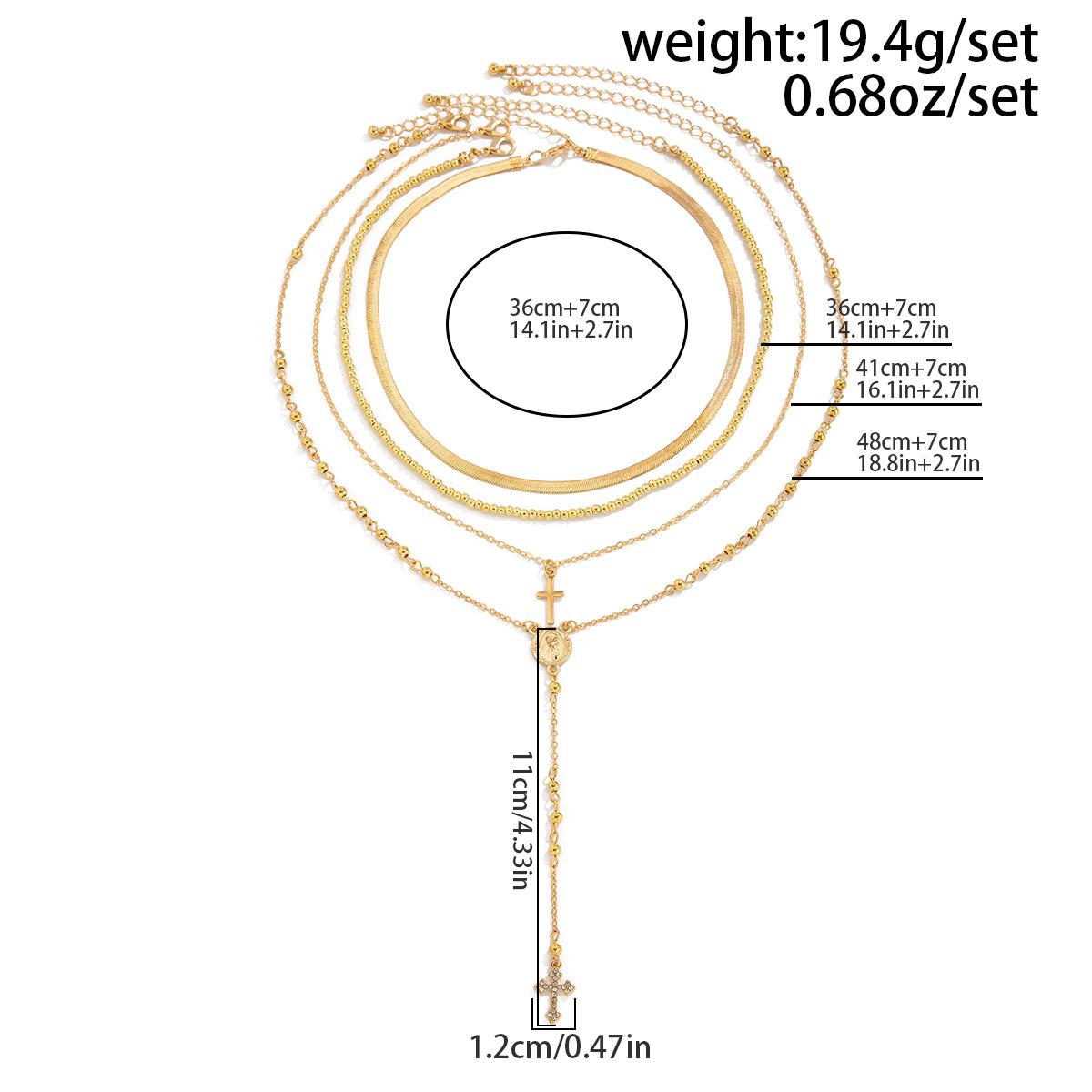 3Pcs Cross Flower Crystal Necklace Set Rhinestone Inlay Layered Chain Dainty Trendy Stackable Jewelry Copper Plated Fashion Minimalist Cute Accessories for Women Girls Daily Party Dating Casual Street Style Wear