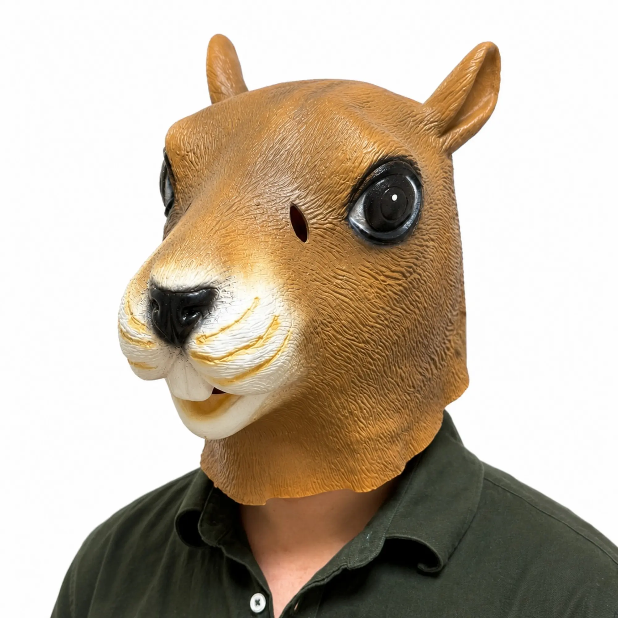 Funny Squirrel Mask Latex Animal Head Prop, Hilarious Rodent Full Headwear for Halloween Costume, Cosplay Party, Adult Novelty Gag Gifts