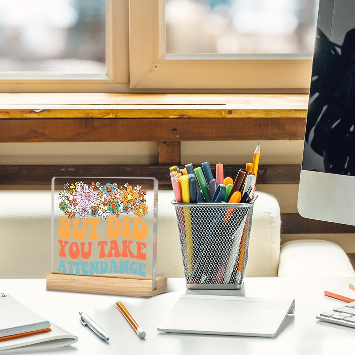 Funny Teacher Office Desk Decor, Home Office Decoration, Acrylic Desktop Decoration, Perfect Gift for Teachers & Secretaries, Humorous Acrylic Plaque Sign for Classroom & Home Use, Desk Signs