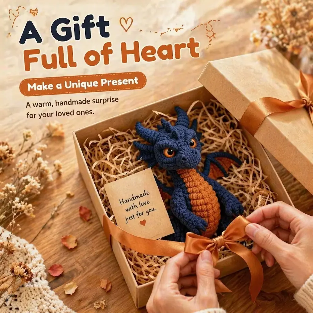 Sunny Slumber Dragon Crochet Kit, Adult DIY Craft Set, Includes Materials & Tutorial, Perfect Gift, Home Decor, Beginner Friendly