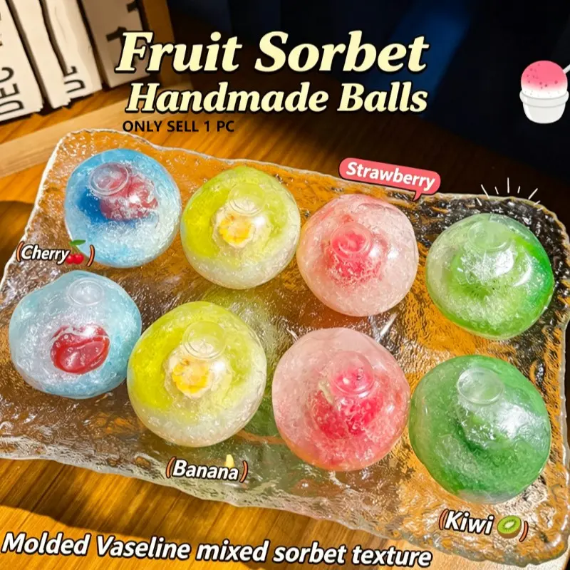 Plastic Sand Ice Fruit Stress Relief Toy, Sand Ice Fruit Venting Toy, Sound Pressure Ball, Sensory Relaxation Toy, Fidget Sensory Product, Unisex