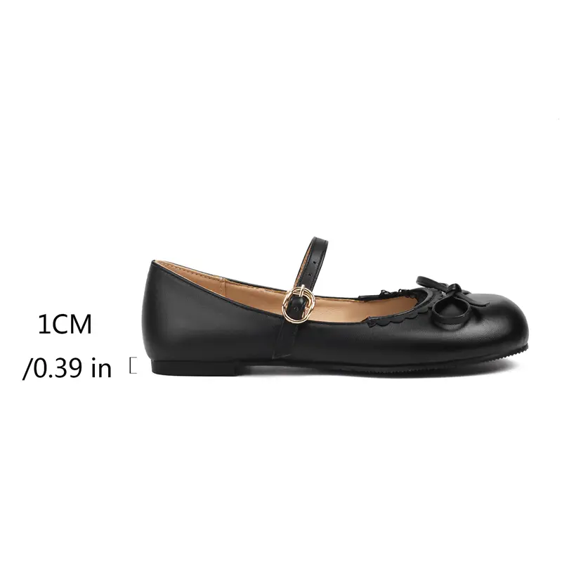 Spring Autumn Pink White Mary Janes Flat Shoes Woman Round Toe Buckle Strap Lolita Girls Student Ballet Flats Plus Size 43 44 45