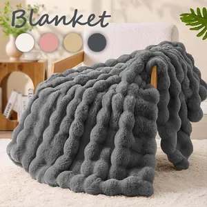 Viral Bubble Jacquard Plush Blanket, Reversible Soft & Plush Air Conditioning Throw, Luxurious Cloud-Like Touch Bubble Fabric Bed Cover, Multi Neutral Color Options, Ideal Decor Blanket for Cool Nights & Modern Home Styling
