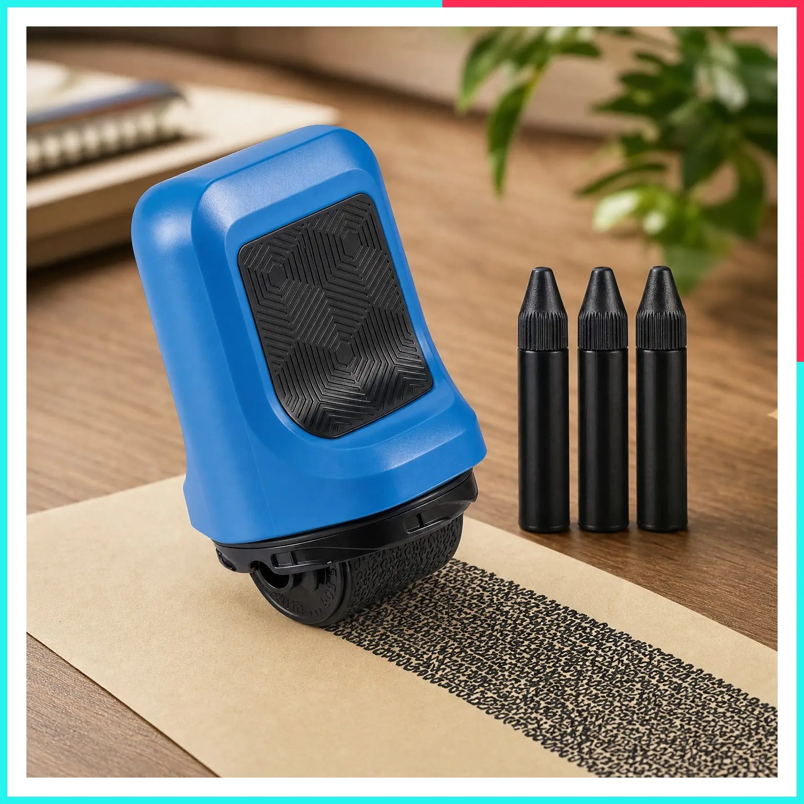 ID Protector Identity Theft Roller Stamp – Includes 3 Bonus Refill Inks | Conceals Information in One Easy Roll | Works on Glossy & Standard Paper | Easy Refill