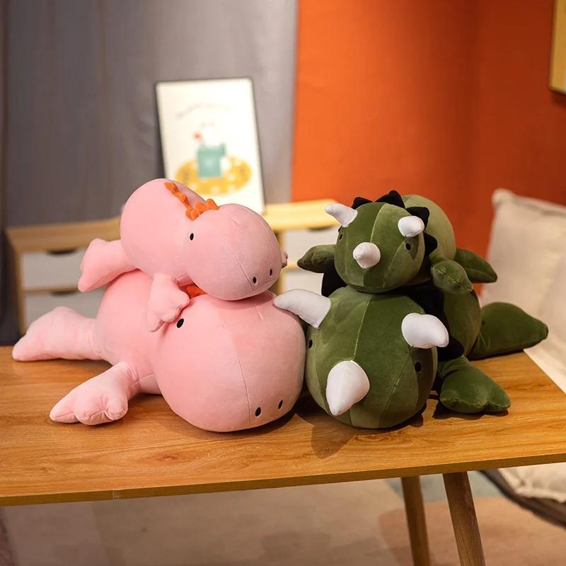 Cute Dinosaur Weighted Plush Toy Cartoon Game Character Pink Green Dinosaur Soft Stuffed Pillow For Kid Christmas Birthday Gift