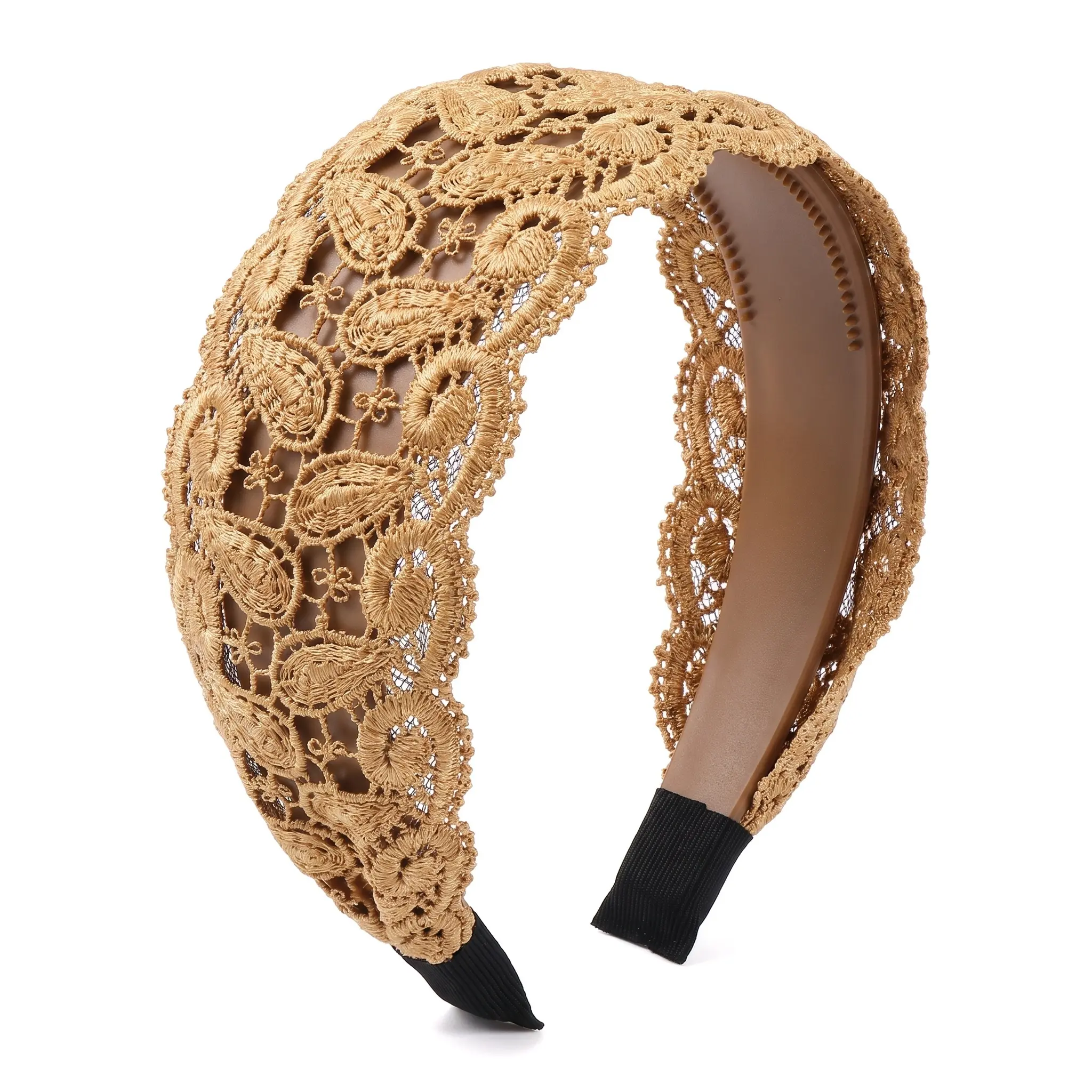 Women's Wide Edge Anti-Slip Lace Press-Type Bowknot Clip Headband, Korean Trendy Natural Style Everyday Essential, Anti Slip Edge