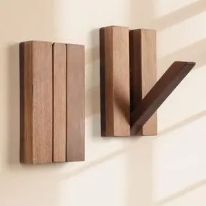 Wooden Piano Key-Shaped Wall Hooks - Wood, No-Drilling Installation, Japanese-Style Decorative Hangers for Coats, Entryway Storage