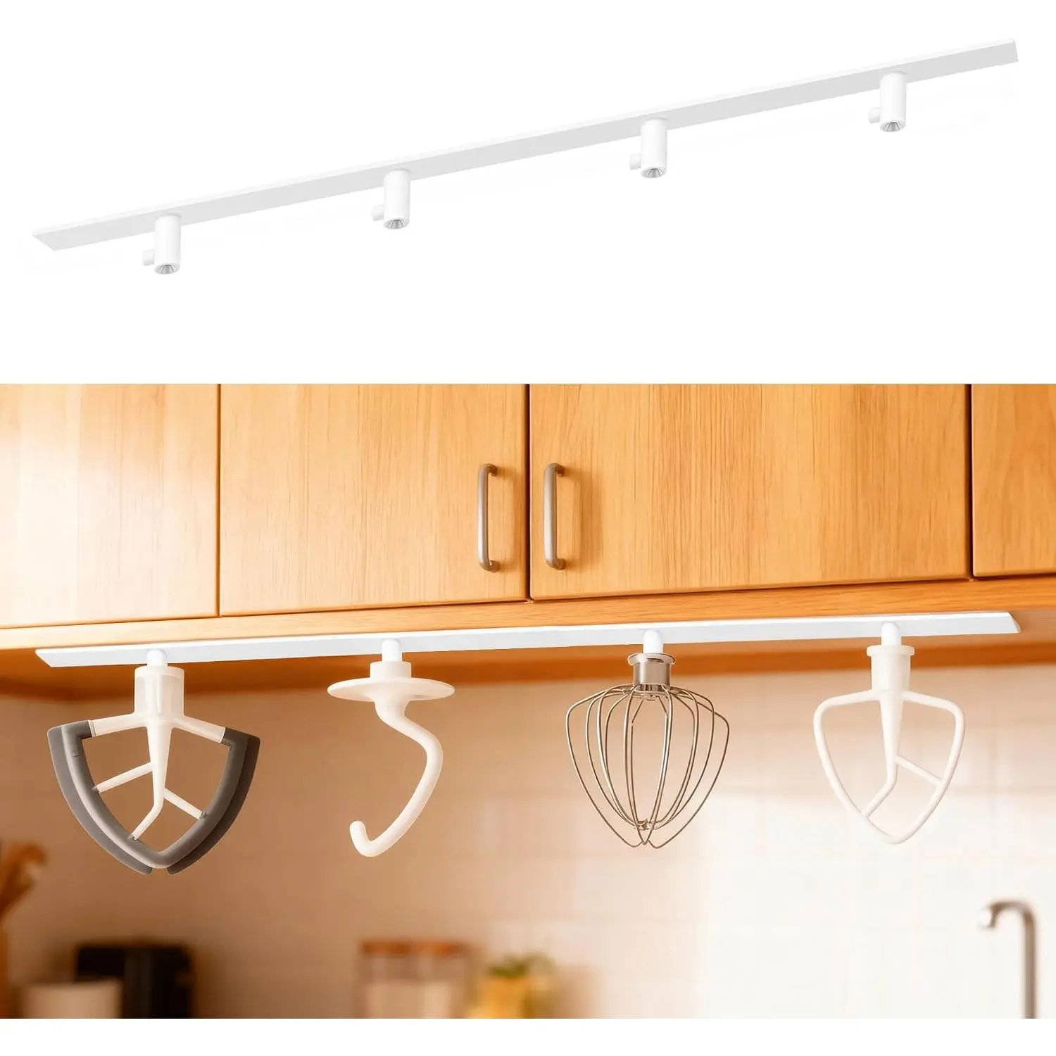 4 count Stand Mixer Attachment Holders for Kitchen Aid Mixer Accessories | Mixer Beater Scraper  Holders Storage Organizer, Securely Holds 4 Mixer Attachments Space Saver, White