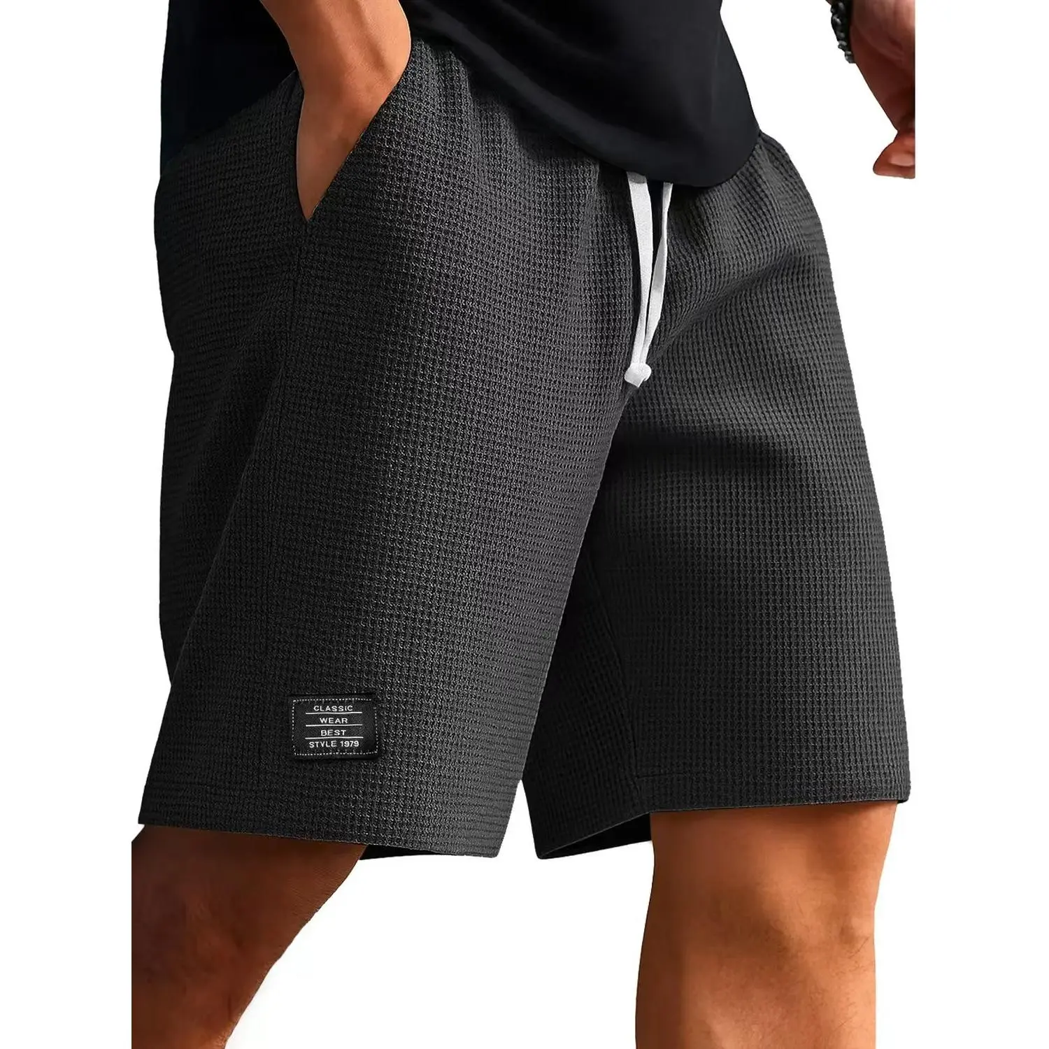 Men's Athletic Waffle Knit Shorts, Breathable Gym and Lounge Wear with an Elastic Drawstring Waist, 2Xl, Elastic Drawstring Shorts, Multi-Size, Outdoor Sport tiktokshopbacktoschool, Athletic Performance,back to school,back to school haul