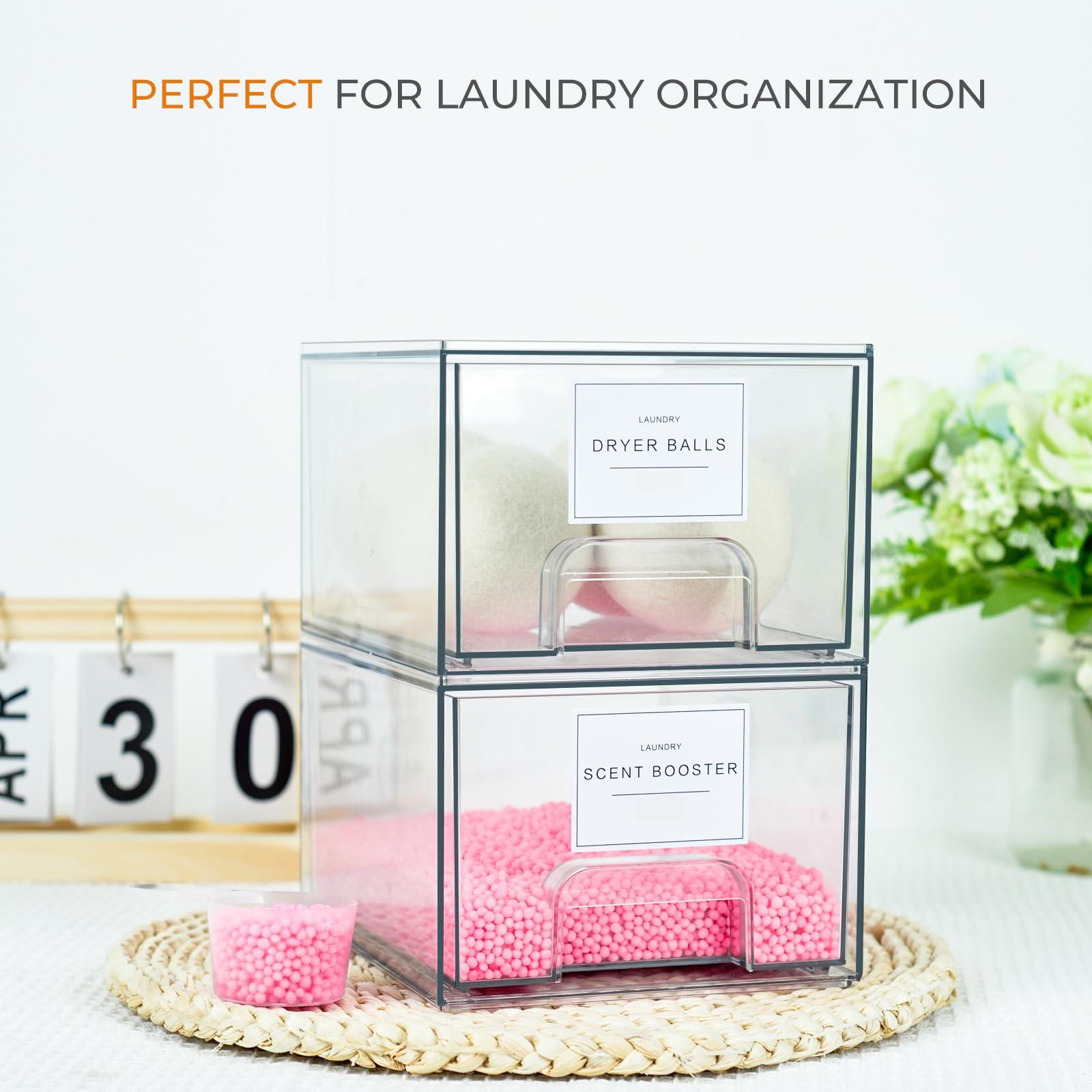 4 Pack Laundry Room Organization Storage Drawers With Labels Clear Stackable Dryer Sheet Holder And Pod Containers Detergent Dispenser For Organizing Decor 4 Pack Laundry Room Organization Storage Drawers With Labels Clear Stackable Dryer Sheet Holder And Pod Containers Detergent Dispenser For Organizing Decor
