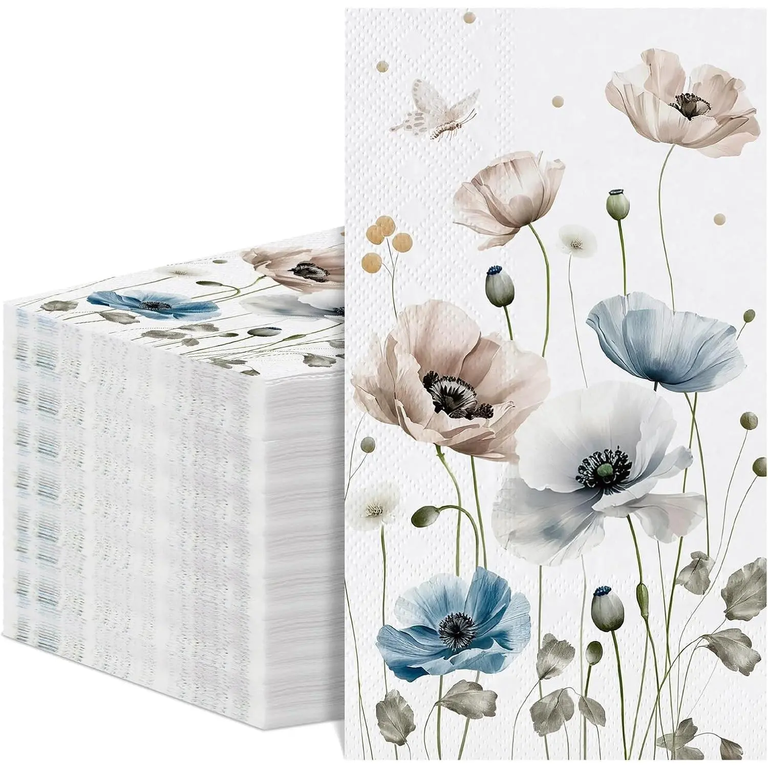 60 Pack Floral Paper Napkins, Watercolor Boho Decorative Disposable Hand Towels for Bathroom, Wedding, Bridal Shower, Birthday, 4.3 x 7.9 InchGift