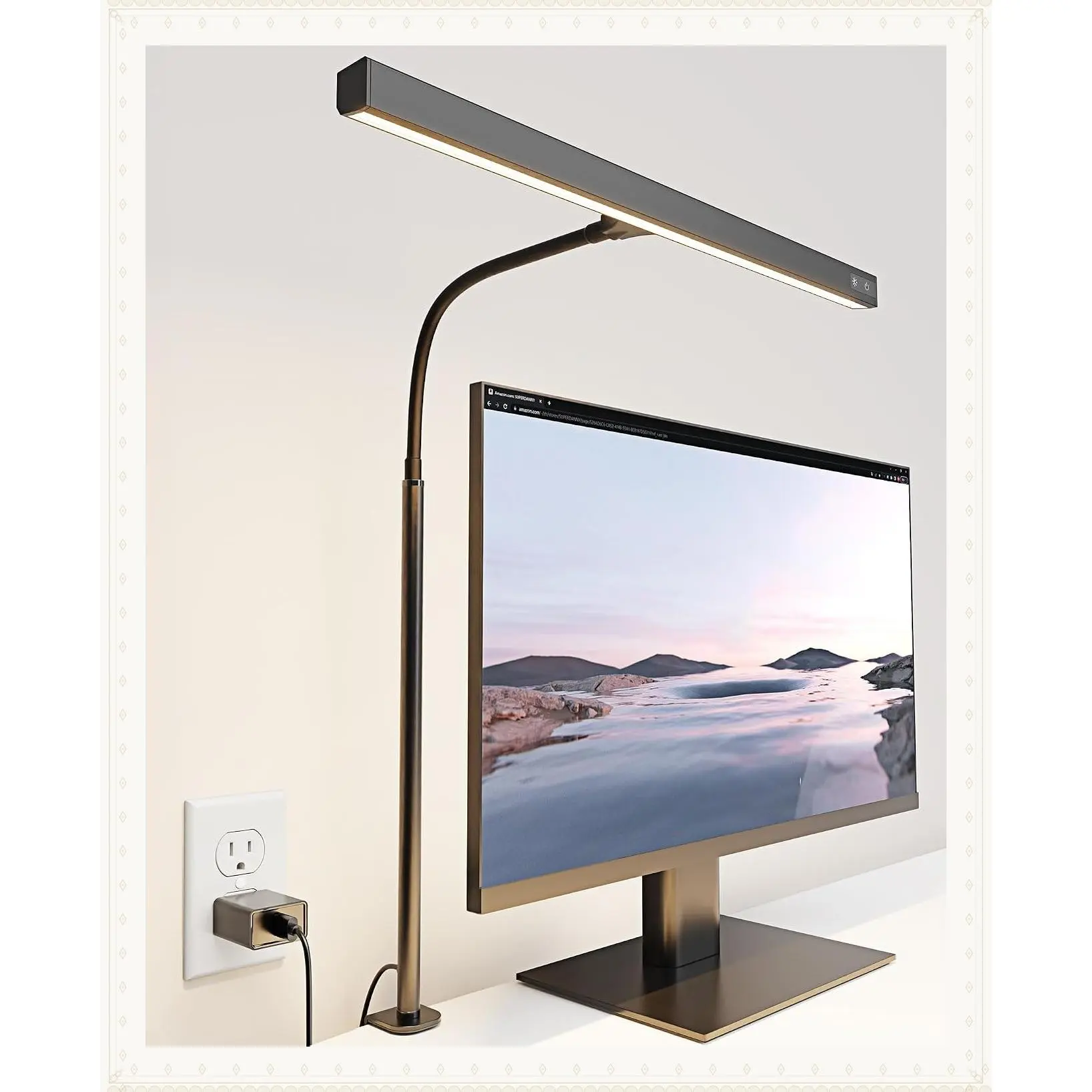 LED Desk Lamp with Clamp, Eye-Caring Architect Light, 12W Dimmable Touch Control, 3000K-6000K, 360° Adjustable Gooseneck, USB Adapter for Office Home Reading Study Workbench, BlackGift