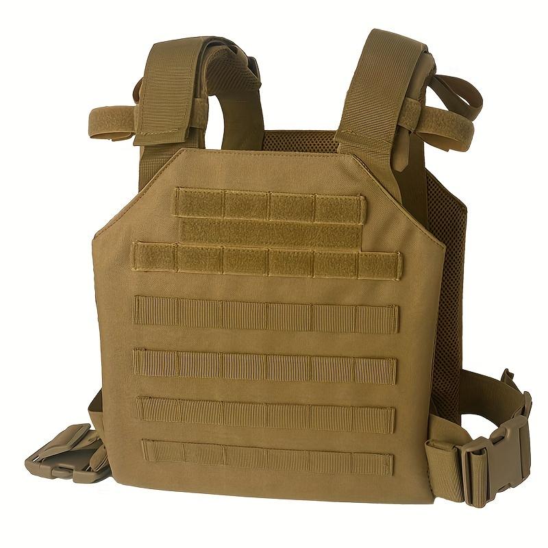 1pc Adjustable Lightweight Tactical Training Vest - Khaki, Durable Nylon Blend, All-Season Comfort with Multiple Pockets & Customizable Attachments for Outdoor Hunting