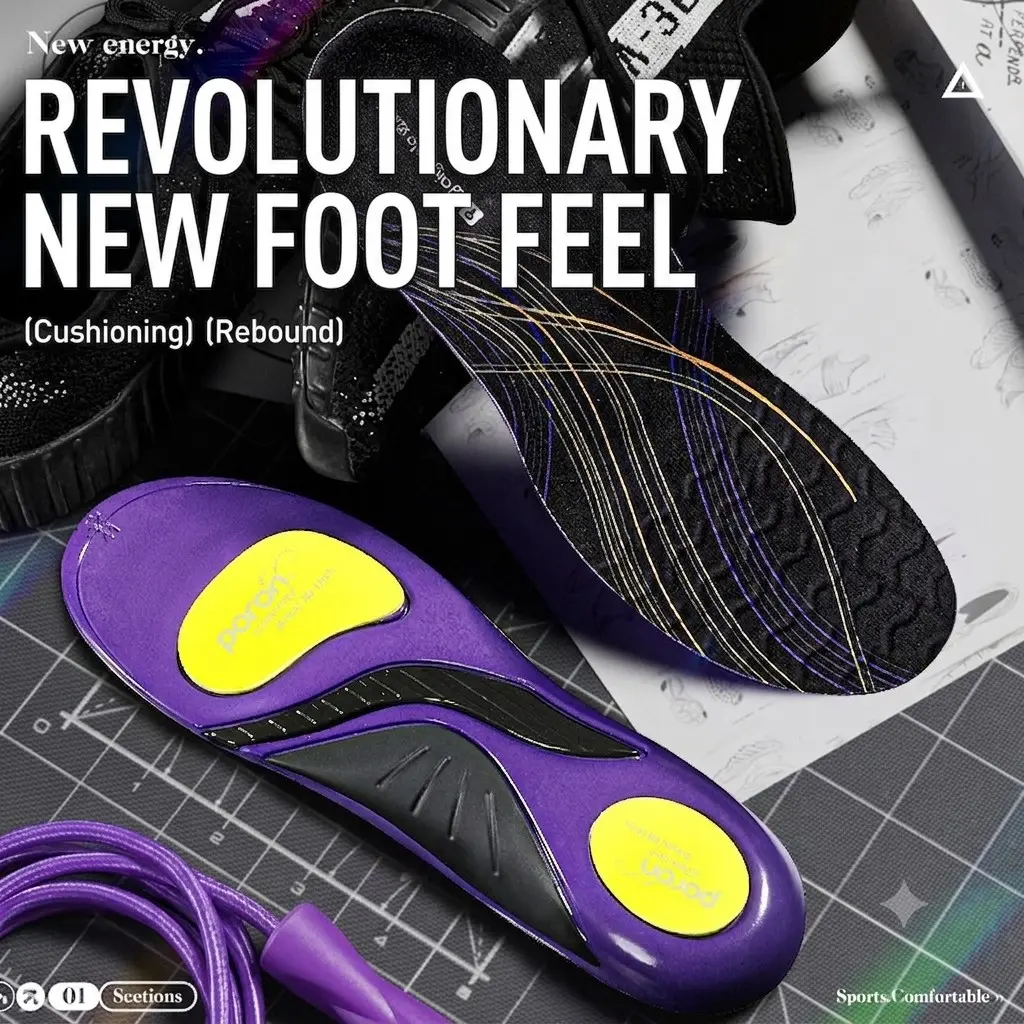Poron Material Shock Absorbing Shoe Inserts, Long Standing Comfort, Arch Support Pad, Molded Design, Shock Absorbing Insoles, Batch Number 2601037
