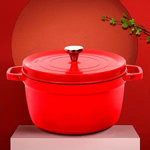 1 Piece Red Nonstick Cast Iron Dutch Oven Multi - function Cookware Set Suitable for Gas Stove and Induction Cooker