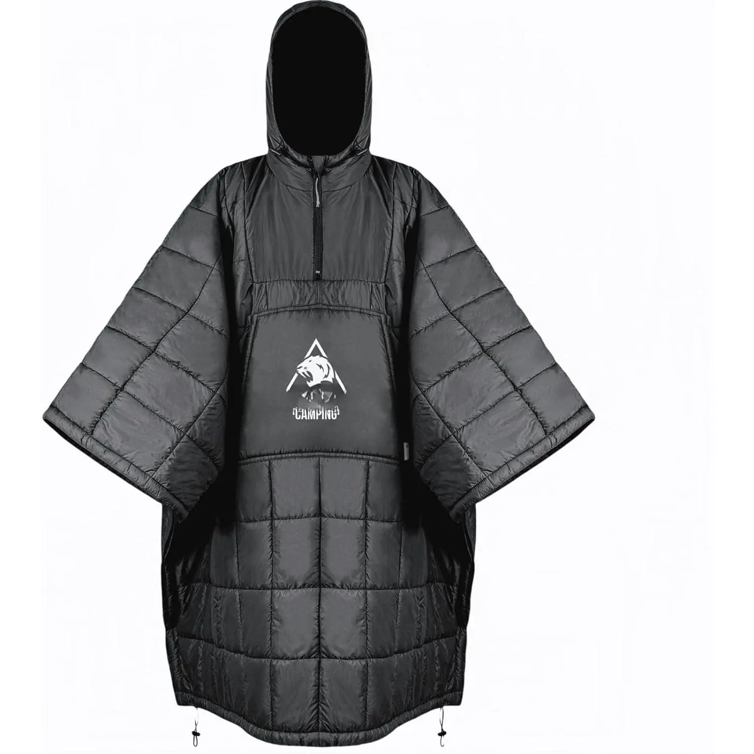 Camping Blanket Poncho, Wearable Hoodie Blanket for Outdoors | Warm wearable blanket poncho with recycled synthetic insulation, water-resistant shell for hiking, camping and stadium events
