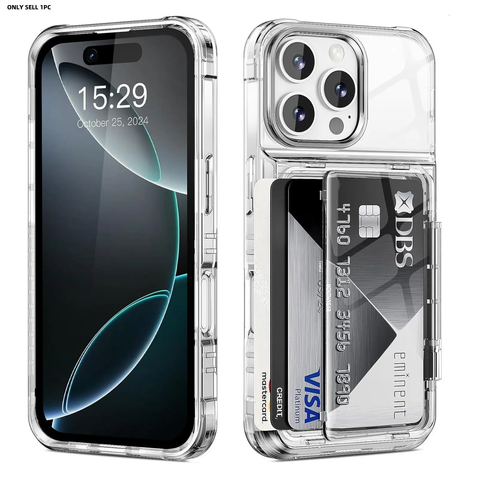 for iPhone 17-11 Series Wallet Clear Protective Phone Case with Credit Card Holder Heavy Duty Protection Shockproof Anti-Scratch Anti-Yellow Cover Transparent, Protective casing, Protective Smartphone Casing, Shockproof Shell