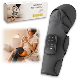 Air Compression Leg Massager with Heat Wireless Knee and Calf Massage Device Daily Relaxation Comfort Care Portable Massager for Home Office and Long Sitting Use