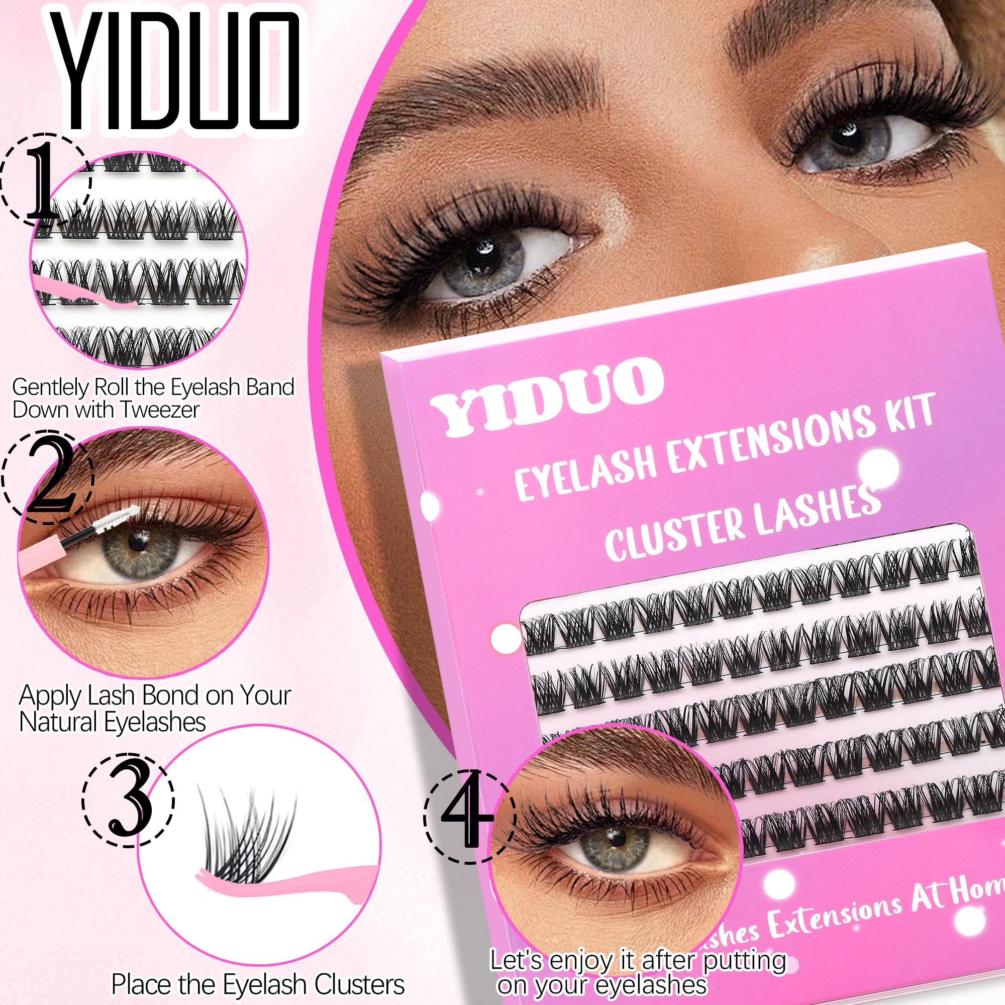 Portable Eyelash Extension Kit with Glue, Eyelash Bond, Sealer, Remover, Tweezers, Eyelash Brush Complete Eye Makeup Tool Set for Perfect Lashes, Eyelash Cluster Kit