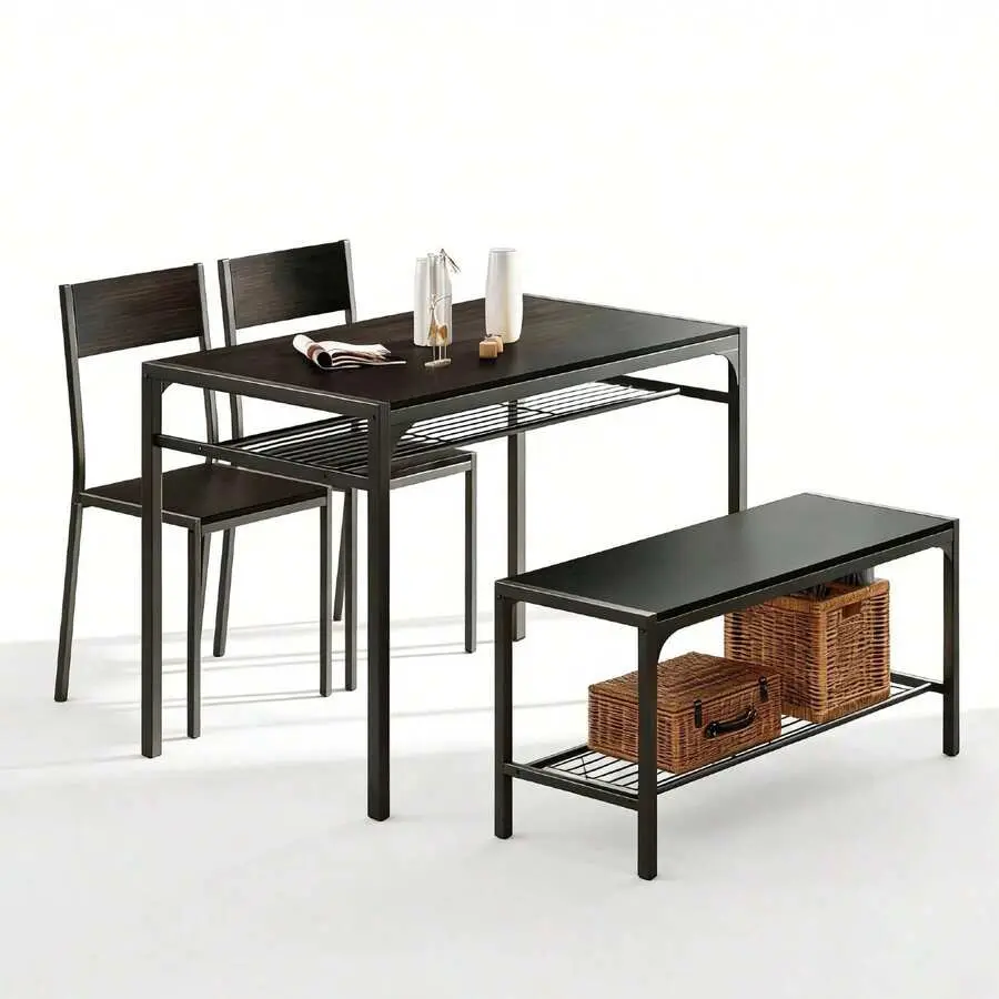 4 Pieces Dining Table Set, Chair Bench And Table Set With Storage Bench,Dining Table And Chairs Set Kictchen,Room