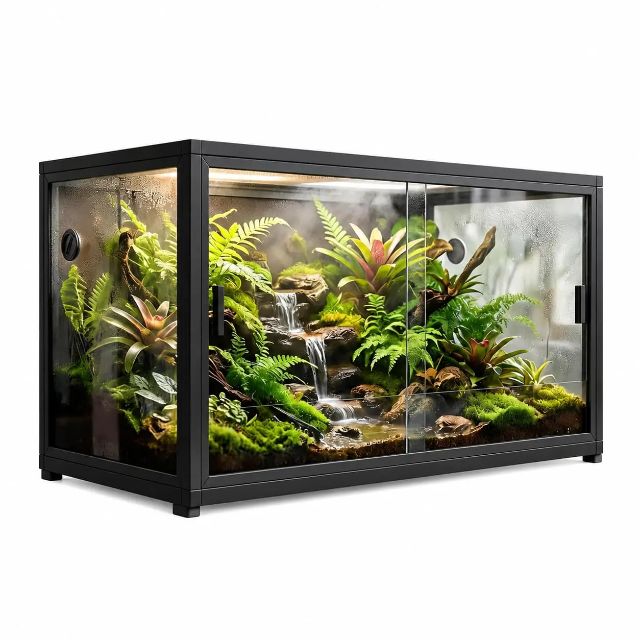 Garvee 120 Gallon Reptile Tank 48x24x24 in with Front Sliding Tempered Glass Doors and Top Screen Ventilation, Extra Large Lizard Habitat Cage for Lizard Species Tortoise, Carbon Steel Frame,  Black