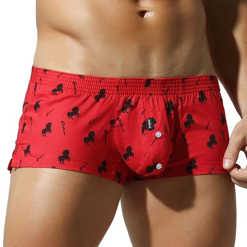 Men's Casual Boxer Shorts 3-Pack - Mid Waist Menswear with Tropical Floral & Plaid Prints, Opaque Fabric, Convex Pouch, Letters Design