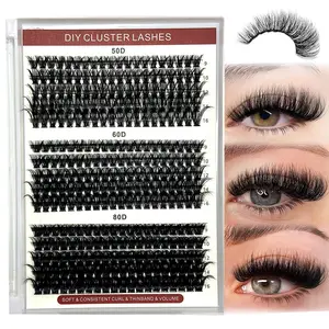 DIY15 rows of 300 clusters mixed 9-18mm30D40D50D/50D60D 80D false eyelashes single cluster segmented eyelashes D-curve, natural light thick eyelashes, dense self grafting soft natural eyelashes extend at home personal eyelashes Russian curly eyelashes, su
