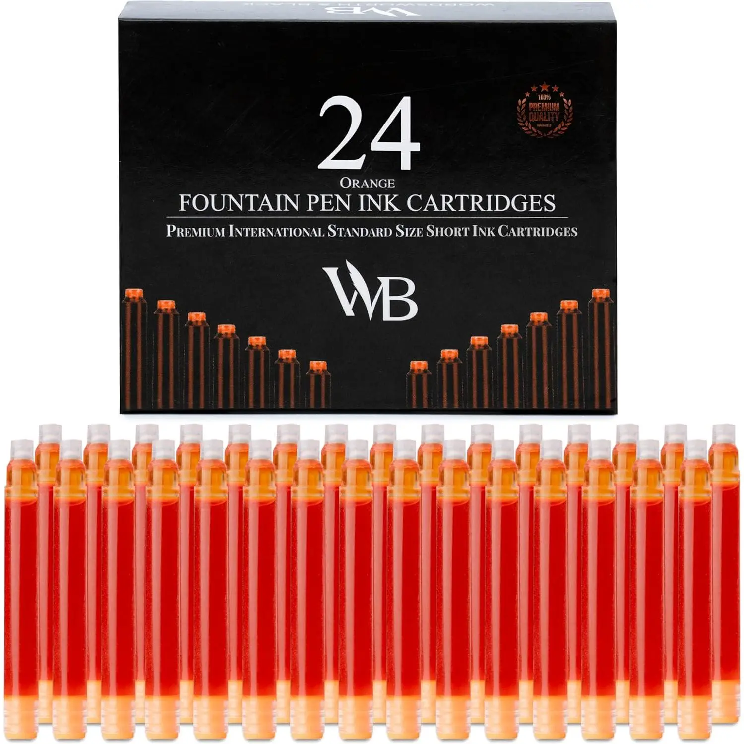 Fountain Pen Ink  Refills, 24 Pack, Orange | Fits  Pens, Short Size, Smooth Flow, Quick-Drying, Journaling Calligraphy,  Disposable, Vegan