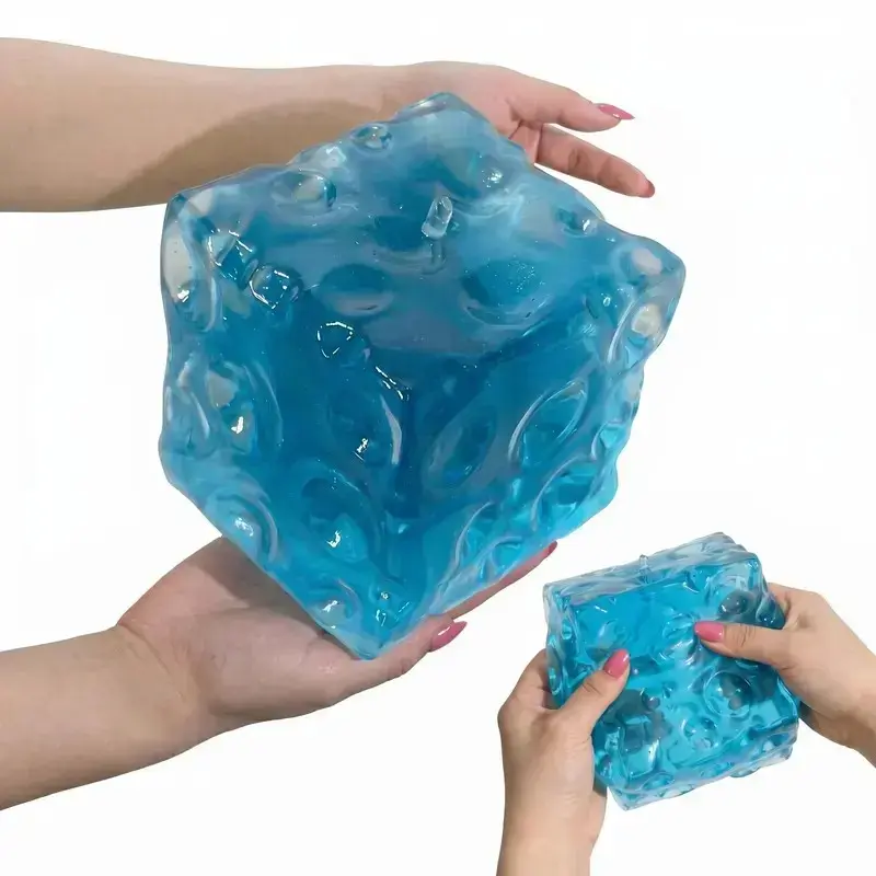Giant Jelly Cheese Cube Squishy Toy, Transparent Moldable Squeeze Fidget Toy, No-Rebound Sensory Stress Relief Desk Toy