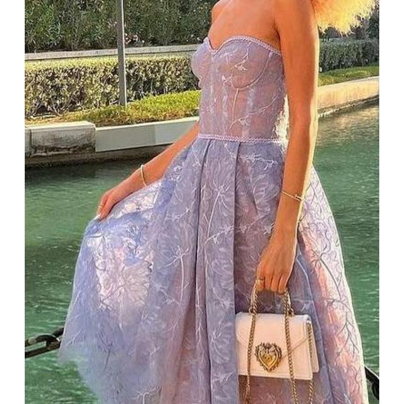 Evening Dress, Women's Dress, Slim Fit Strapless Dress, Sexy Embroidered Lace Dress. Elegant White Embroidery Formal Wear