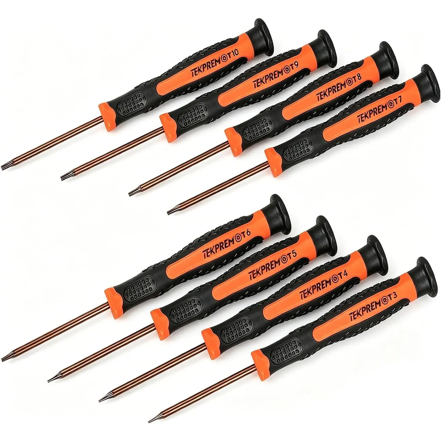 8-in-1 Small Torx Screwdriver Set with S2 Steel T3-T10 Torx Security Bits, Ergo Grip, Swivel Cap, Inches-Sized Complete Star Repair Kit for Gaming Consoles, Laptops, Computers