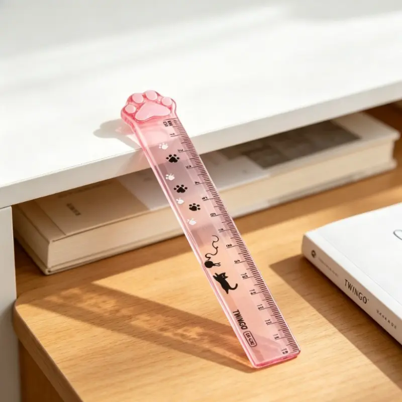 Kawaii Cat Claw Shape Ruler, 15cm Transparent Wear Resistant Straight Ruler, Cute Student Stationery Accessory