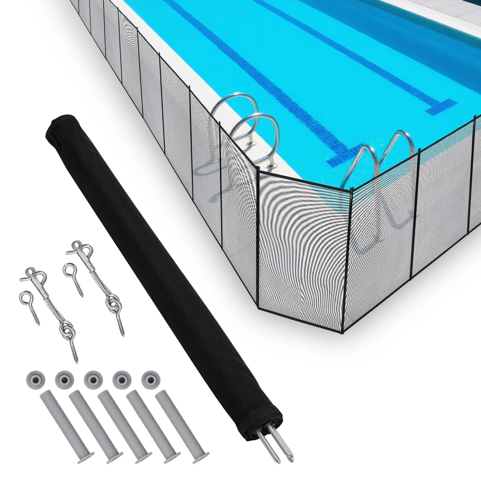GARVEE Pool Fence 4Ft x 108Ft, 320GSM Teslin Mesh with Stainless Steel Frame for Inground/Above Ground Pools, Swimming Pool Fence for Backyard Garden Pool Safety