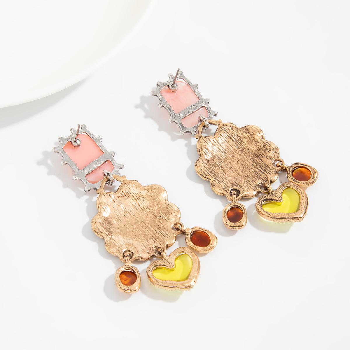 French Vintage Hollow Floral Disc Earrings – Fashionable Geometric Rhinestone Long Tassel Earrings