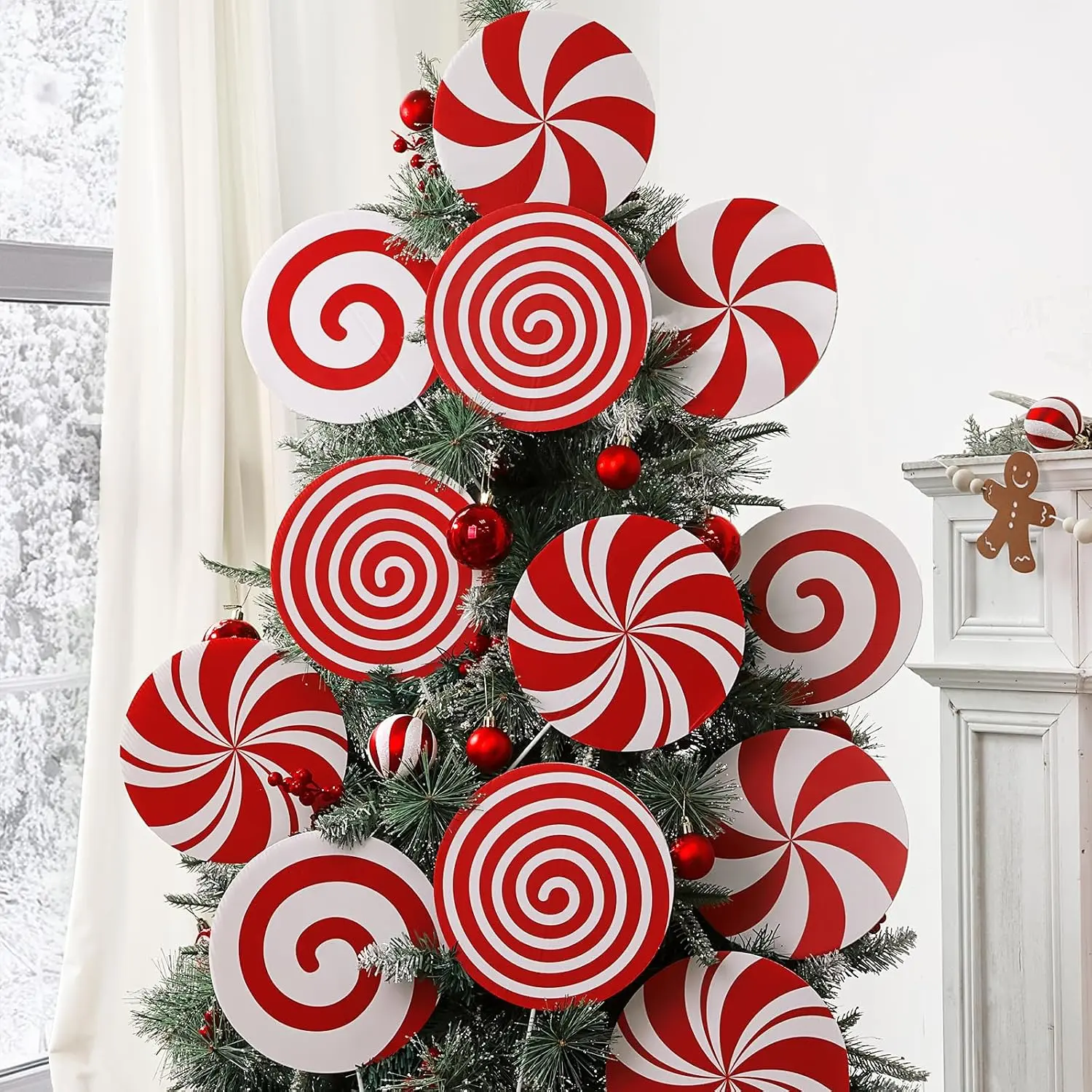 Christmas Decorations Indoor Tree Picks: 12 count Large Red White Peppermint  Christmas Picks for Tree, Cute Candy Picks Ornaments for Xmas Tree Topper  Office Holiday Party Vase Decor