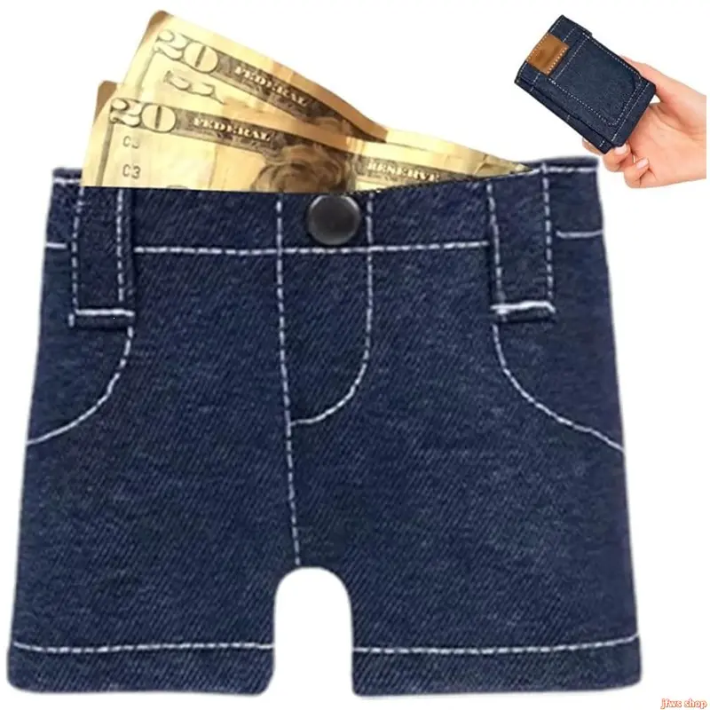 Funny Denim Bifold Wallet for Men, Slim Novelty Jeans Wallet – Cute Mini Teen Boy Wallet, Travel Minimalist Card Holder, Y2K Streetwear Accessories & Cool Gift for Him tiktokshopbacktoschool