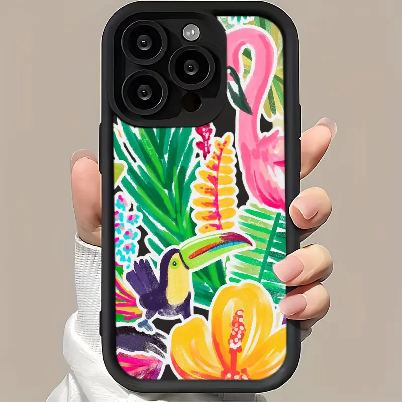 Tropical Flamingo Floral Phone Case，Bright Summer Beach Style for iPhone 17 16 15 14 13 12 11 Plus Pro Max, Ideal Holiday Gift
