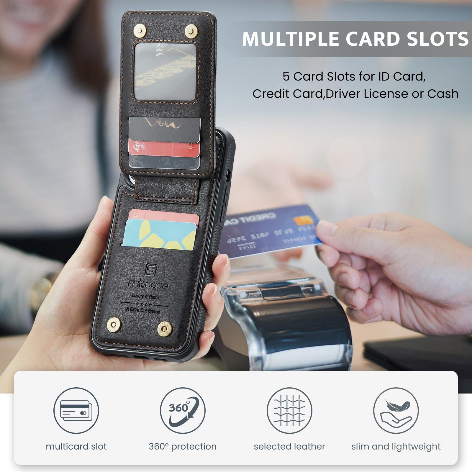 OREKROY Retro PU Leather Wallet Phone Case for iPhone 17 16 15 14 13 12 Pro Max 17 Air with RFID Blocking, Card Holder, Magnetic Back, Shockproof Flip Cover, Stand Function, Full Protection, Anti-Scratch Design