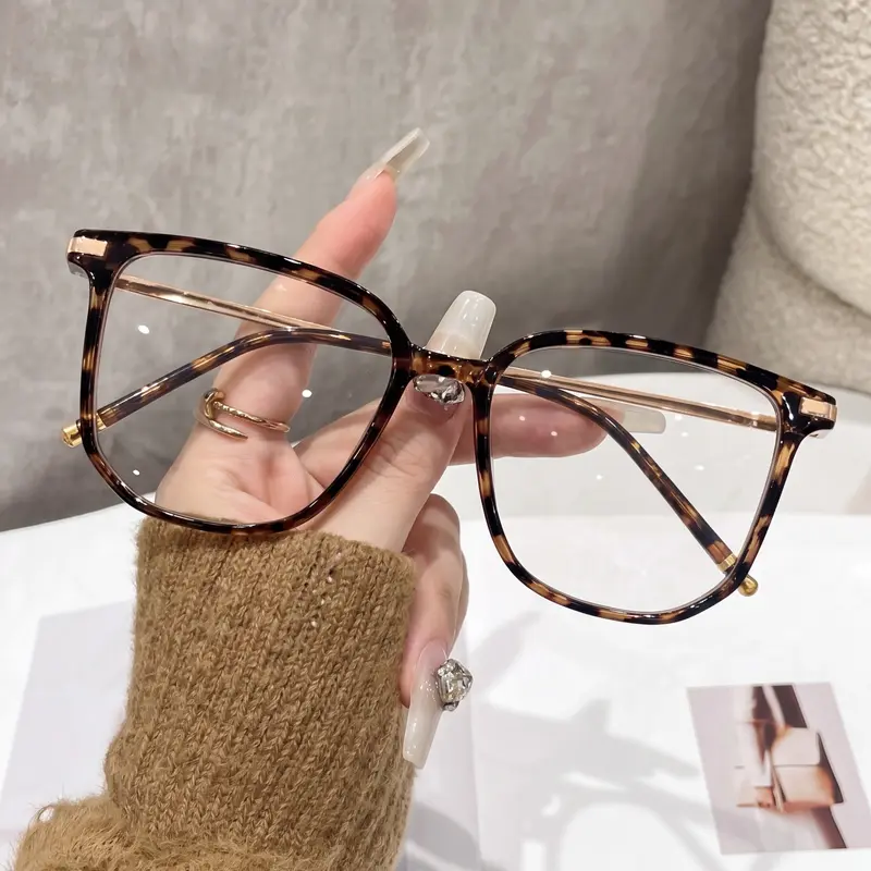 Unisex Summer Beach Square Casual Metal Frame Glasses, Fashion Glasses, Square Metallic Frames, Blue Light Blocking, Perfect for Parties, Outdoor Activities, Vacation Style