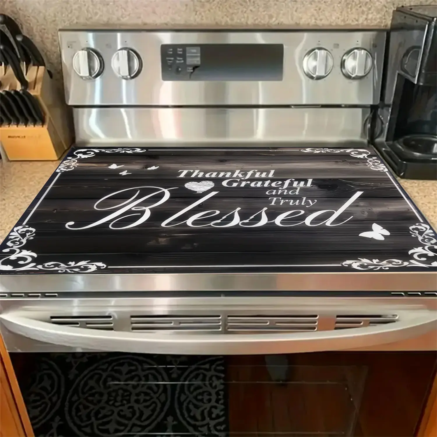 Durable Stove Top Protector, Heart Pattern Design, Scratch Resistant, Easy Clean, Multi-Purpose Kitchen Mat, Place Mat, Oven, Washer, Dryer Pad