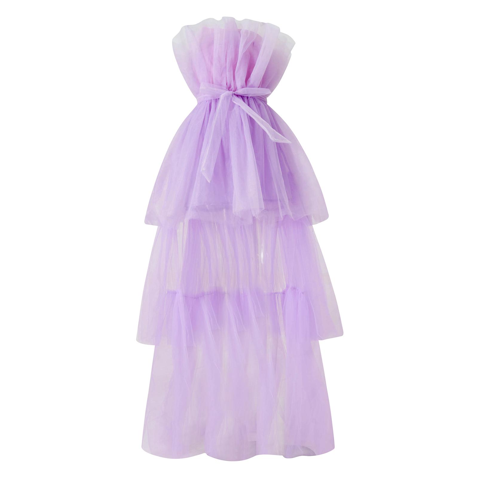 Women High Low Tulle Dress,Off Shoulder Strapless Asymmetrical Cocktail Party Tutu Dress Prom Gown