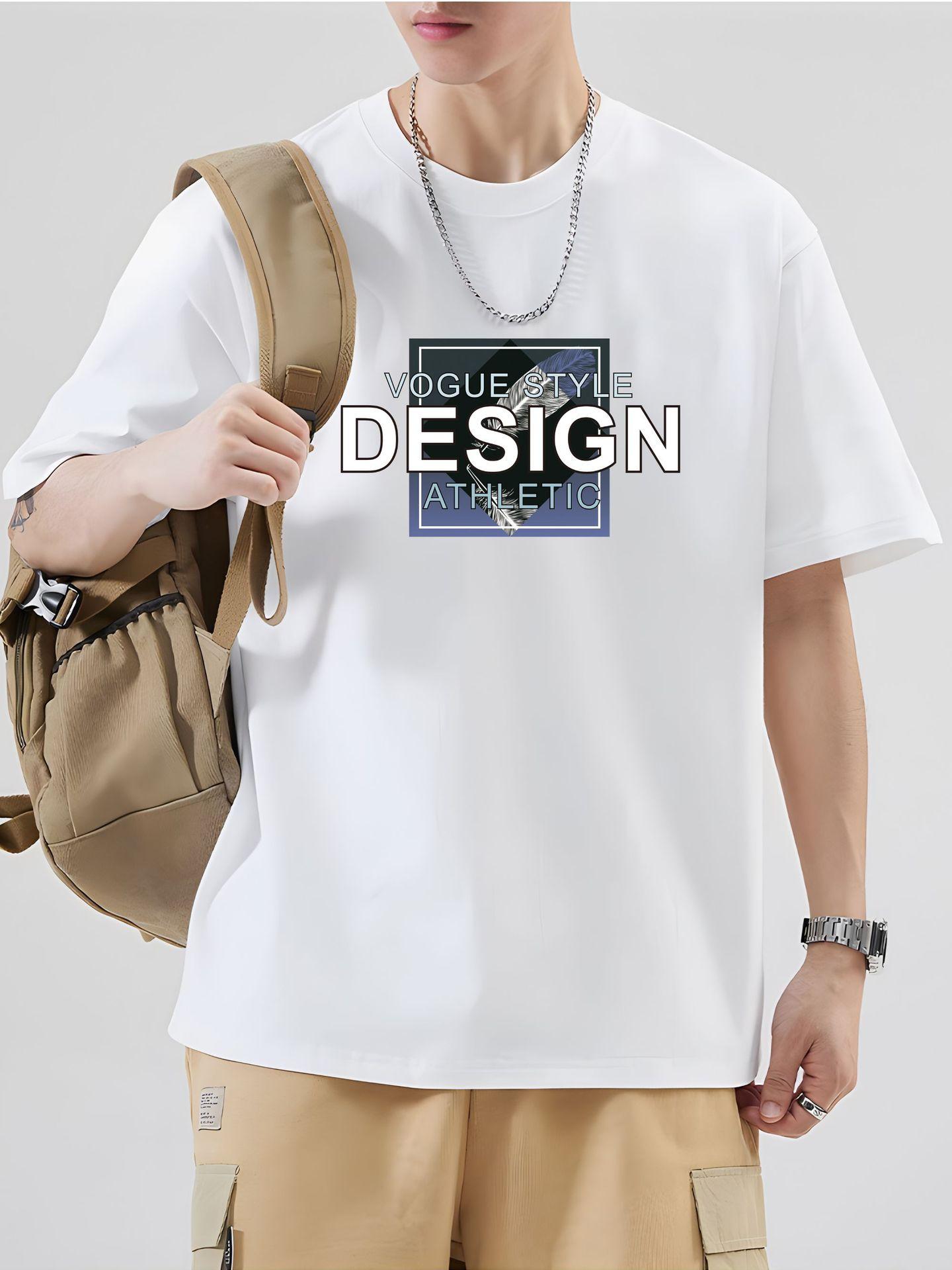 Men's Pure Cotton Short-Sleeve T-Shirt - Loose Fit, Crew Neck, Streetwear Style. A Versatile & Trendy Summer Essential - E-Commerce Bestseller.