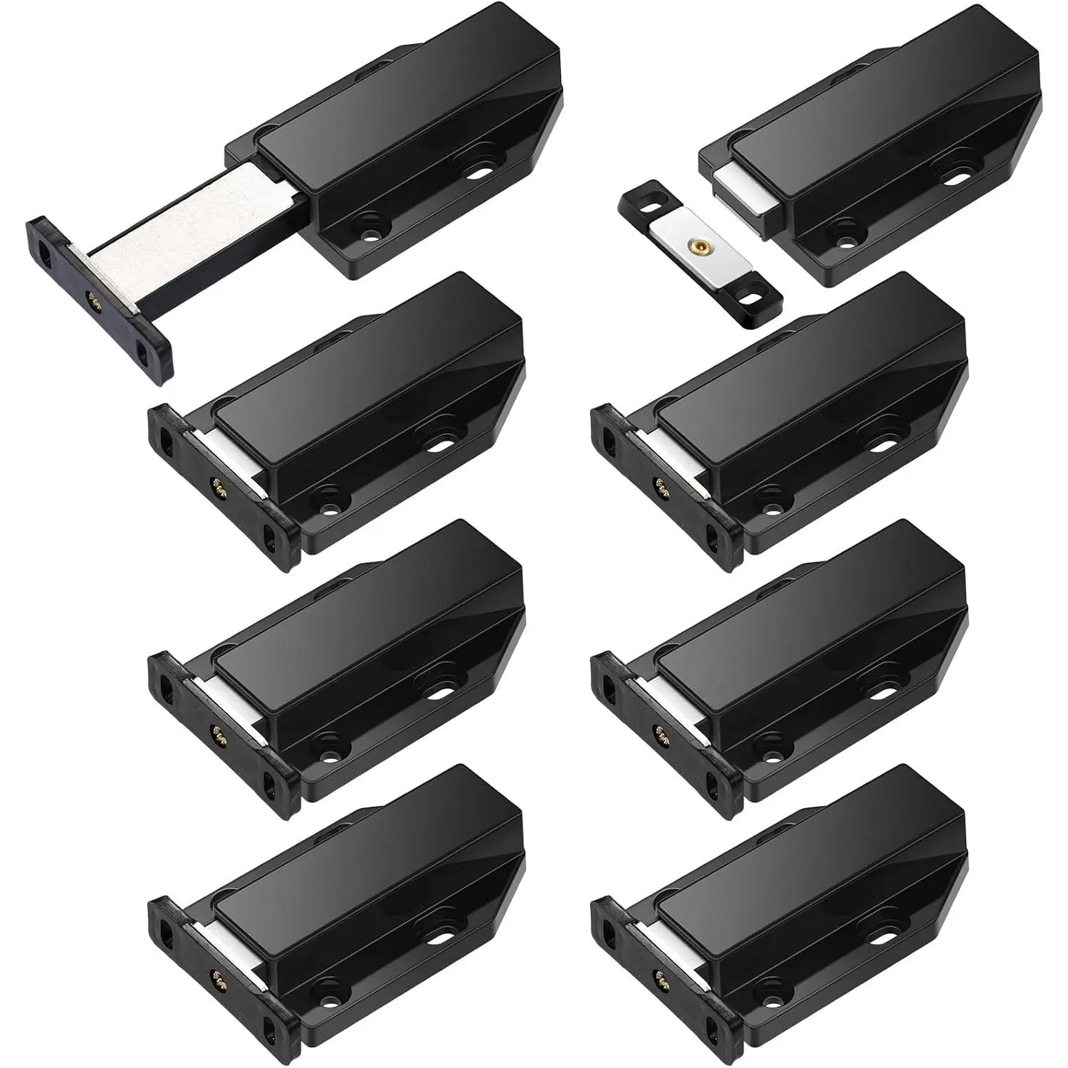 Zonon 8-Pack Heavy-Duty Metal Magnetic Push Latches, Push-to-Open Touch Catches for Large Doors, Kitchen Cabinets