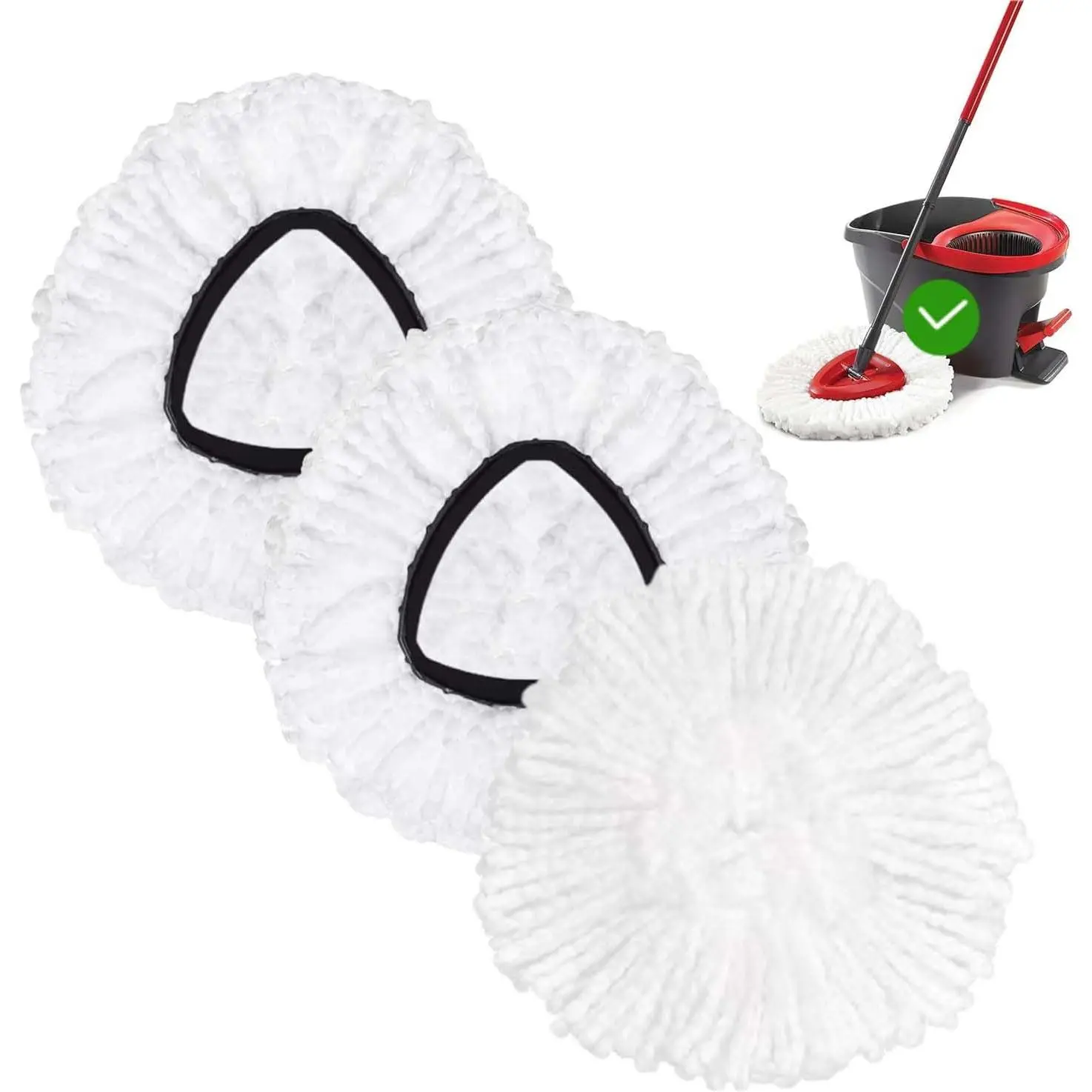 3 Pack Spin Mop   Mop Refill Compatible with Oceda Triangle Swivel Mops Microfiber Swivel Mop Refill,Deep Clean,Machine Washable and Easy to Replace