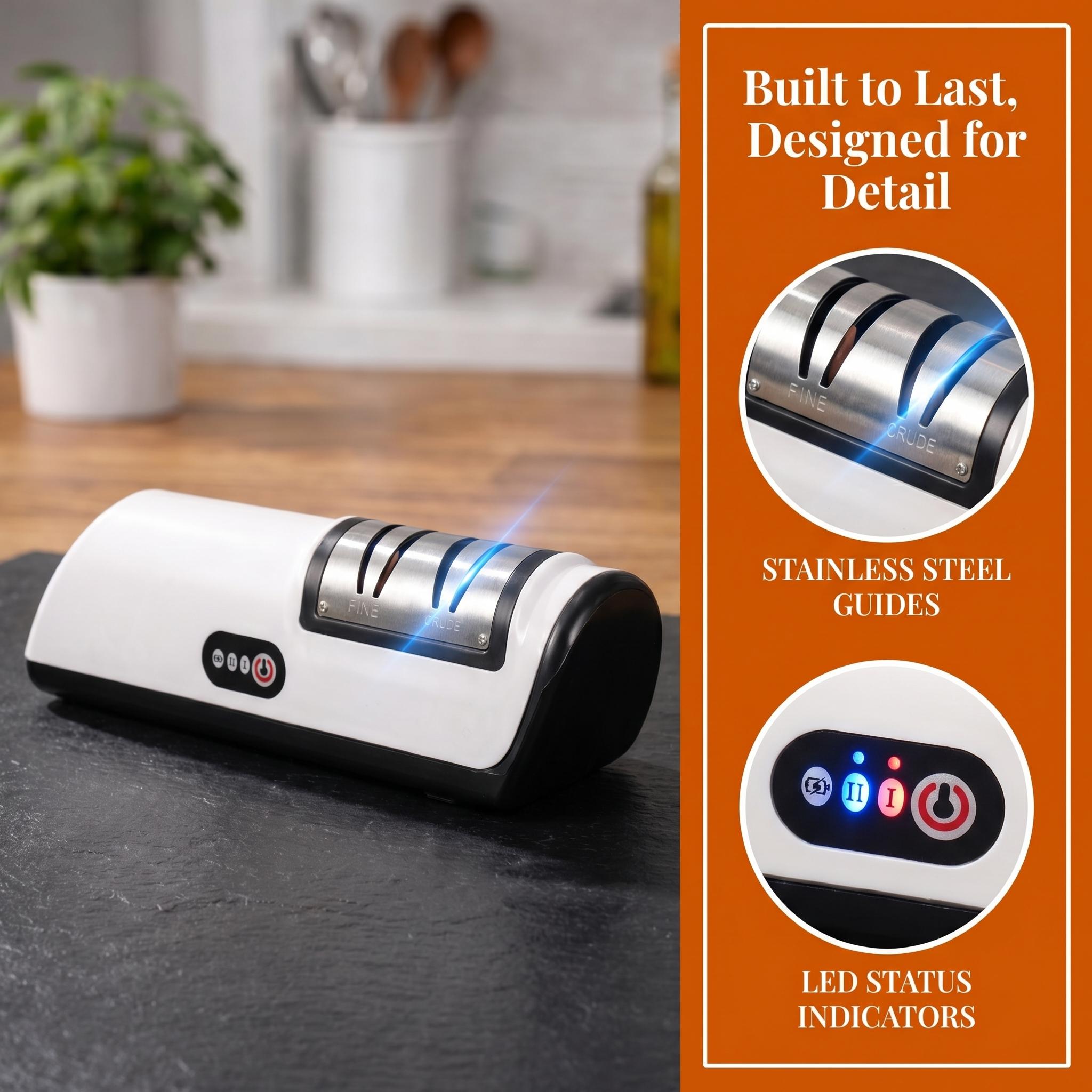 4-Stage Electric Knife Sharpener| Professional Kitchen Knife Sharpening System, Fast & Precise Blade Repair Tool for Home Chefs, Stainless Steel Knives & Daily Use