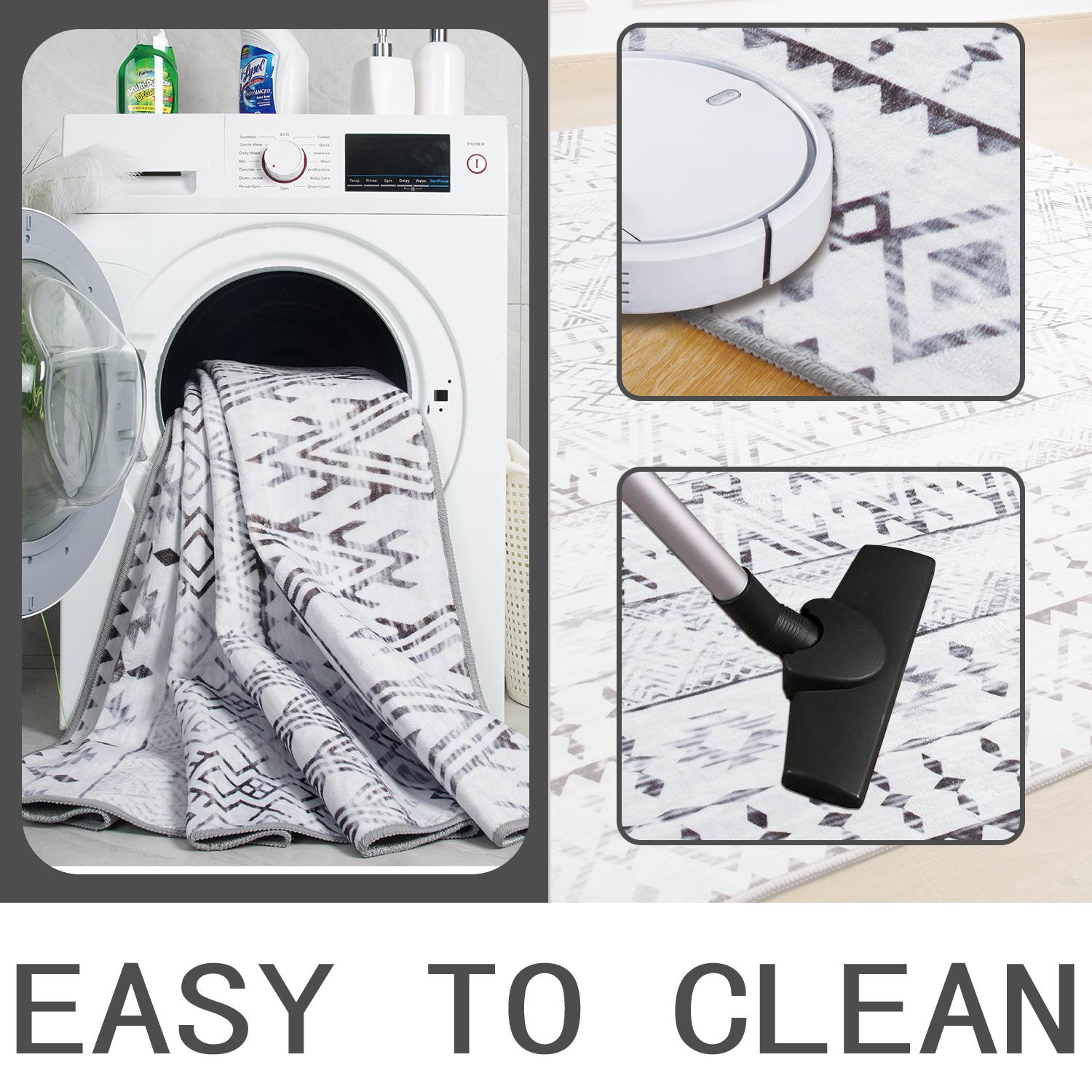 8x10ft Soft Retro Area Rug - Machine Washable & Anti-Skid! Perfect Home Decor + Gift