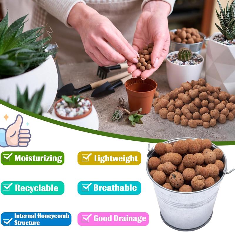 4LB Leca Clay Pebbles for  4mm-16mm Lightweight Clay Balls   Hydro Balls for Aquarium Potted  Hydroponic Growing Gardening Orchids Drainage Decoration Aquaponics