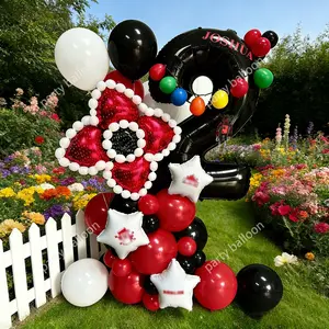 49-Piece Column Number (1-9) Party Decoration Balloons Set, Theme, Multi-Color Latex, Star Heart Aluminum Foil, Birthday Garden Lawn Decor
